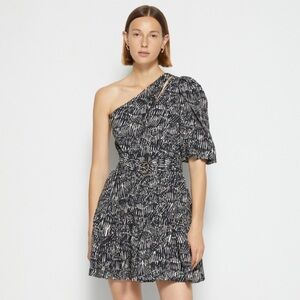 Johnathan Simkhai Adriana Abstract Print One Shoulder Dress Swim Cover-Up